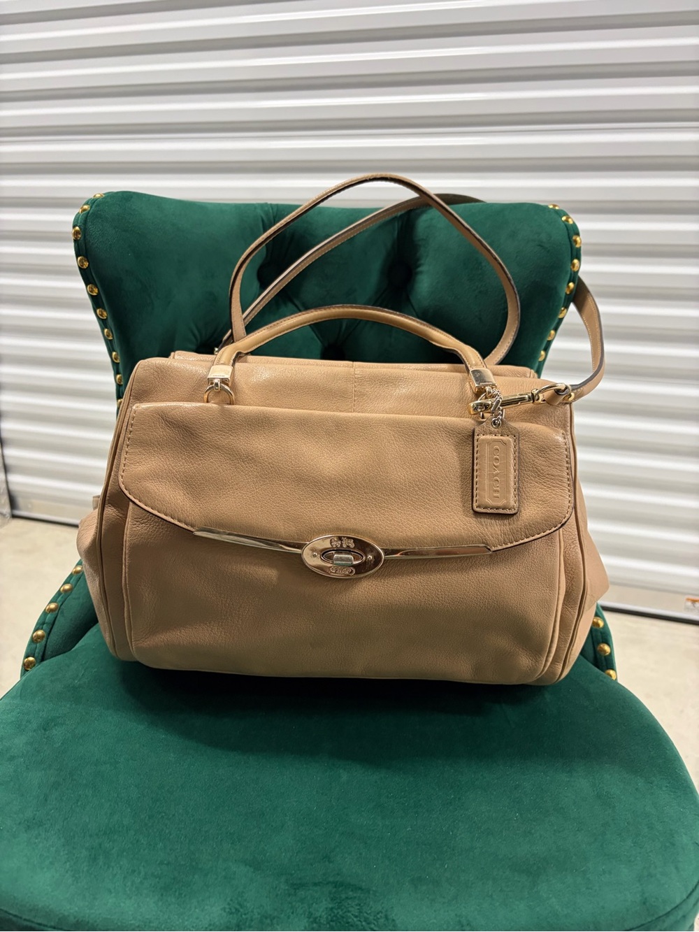 Coach Madeline East/West satchel Leather Satchel Handbag in Tan